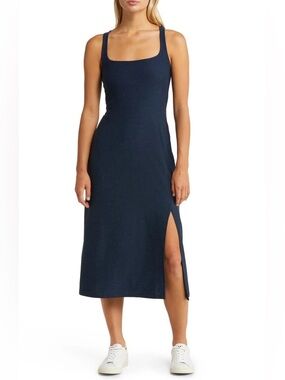 Beyond Yoga Featherweight Midi Dress Navy Side Slit NWT Small